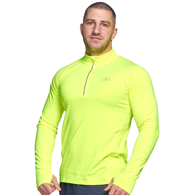 Mens Sports Thermal Half Zip Top Neon Yellow, Mens Shirts